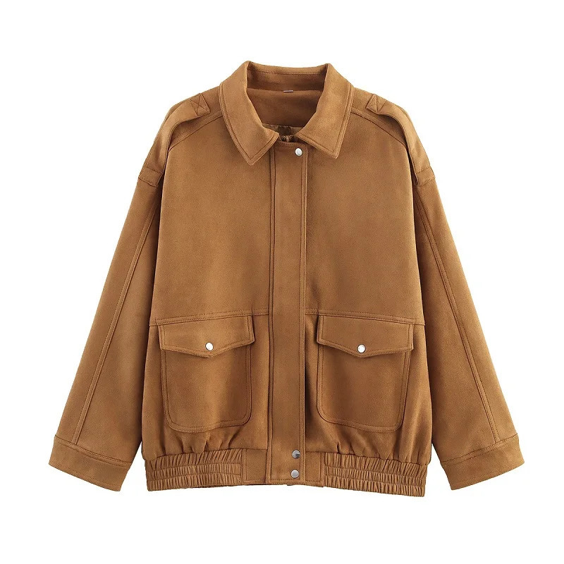 MUJER 2025 Bomber Jackets for Women Outerwears Suede Jacket Streetwear Holiday Coats Zipper in and 250930
