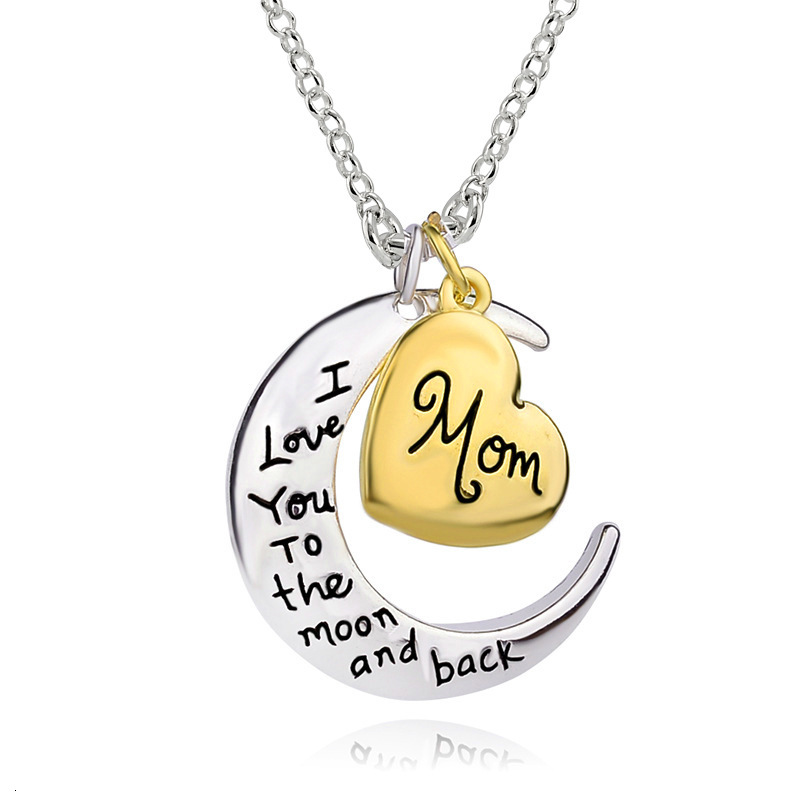 New Moon Heart Letter Family Necklace Fashion Trend Jewelry Accessories