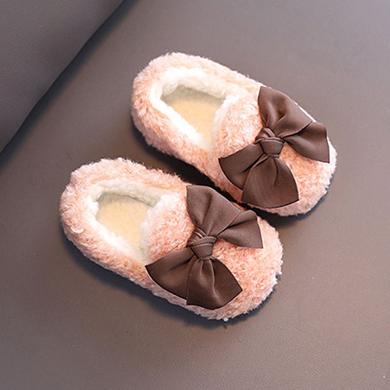 Girls Winter Shoes Big Bow Cute Tie Baby Toddler Casual Shoes Kidszworld Children Slip-on Flats Kid Cotton-padded Warm Fur Enfant Princess Shoes Sizes