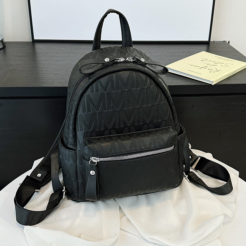 Luxury Bag Designer Bag 2025 New Women's Backpack British Style Embossed Letter Backpack Hong Kong Style Commuter Soft Leather Texture College St