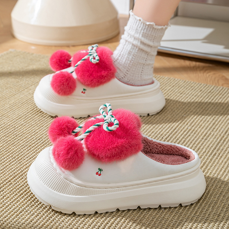 Cute Plush for Women Winter Outdoor Wear 2025 New Indoor Home Non-Slip Fleece-Lined Warm Cotton Slippers ddmymarket