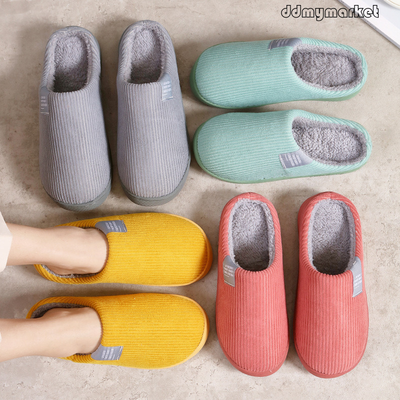 Autumn Indoor Home Couple Warm Shoes Maternity Non-Slip Fleece-Lined Men's Cotton Slippers Women's ddmymarket
