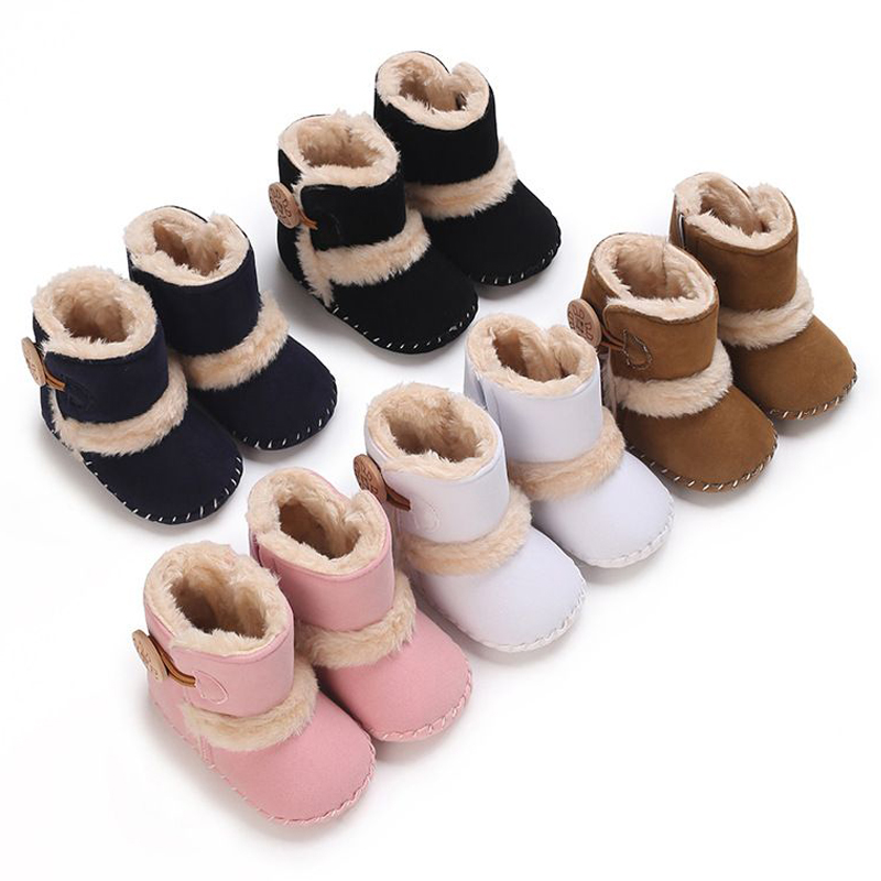 Newborn Baby Fuzzy Winter Boots Fleece Soft Sole Infant Shoes 0-18 Months Warm First Walkers Toddler Plush Snow Booties 0-18 Months K0461