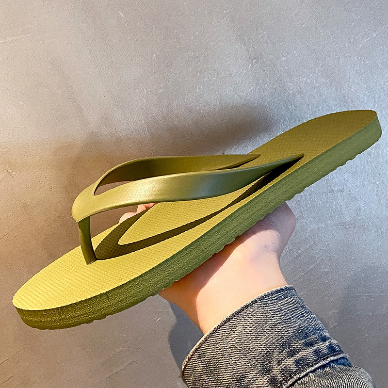 Simple Flip-Flops Men, Fashionable Casual Couple Style, Summer Non-Slip Solid Color Flat Toe Beach Sandals for Men ddmymarket