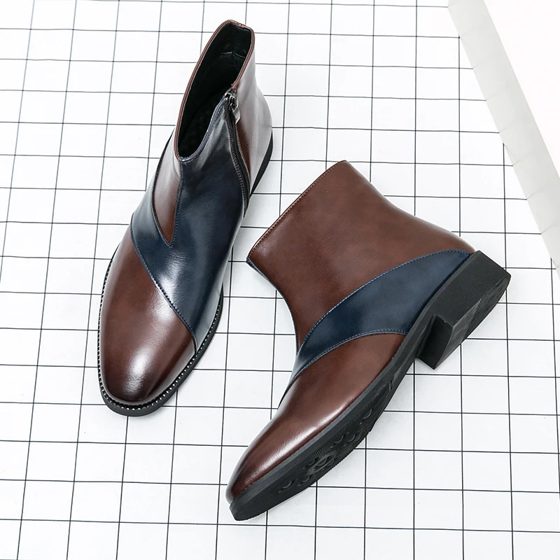 Men Chelsea Boots Retro Comfortable Leather Ankle Boots Mens Versatile Side Zipper Black Brown Mens Boots 250930