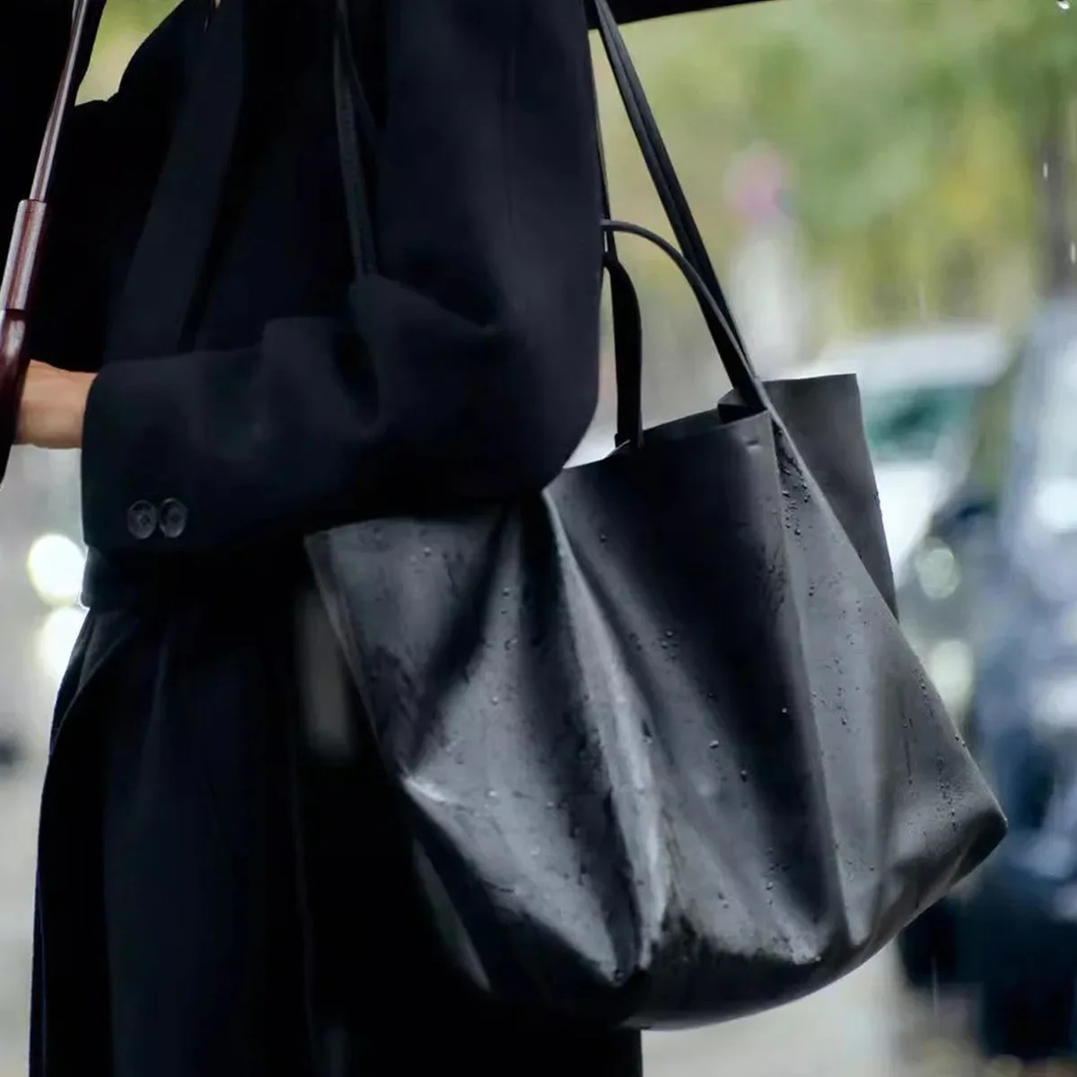 High Quality Large Capacity Tote Bags for Women Handbags Shoulder Bag Bags Black PU Leather Shopper Purses 250929