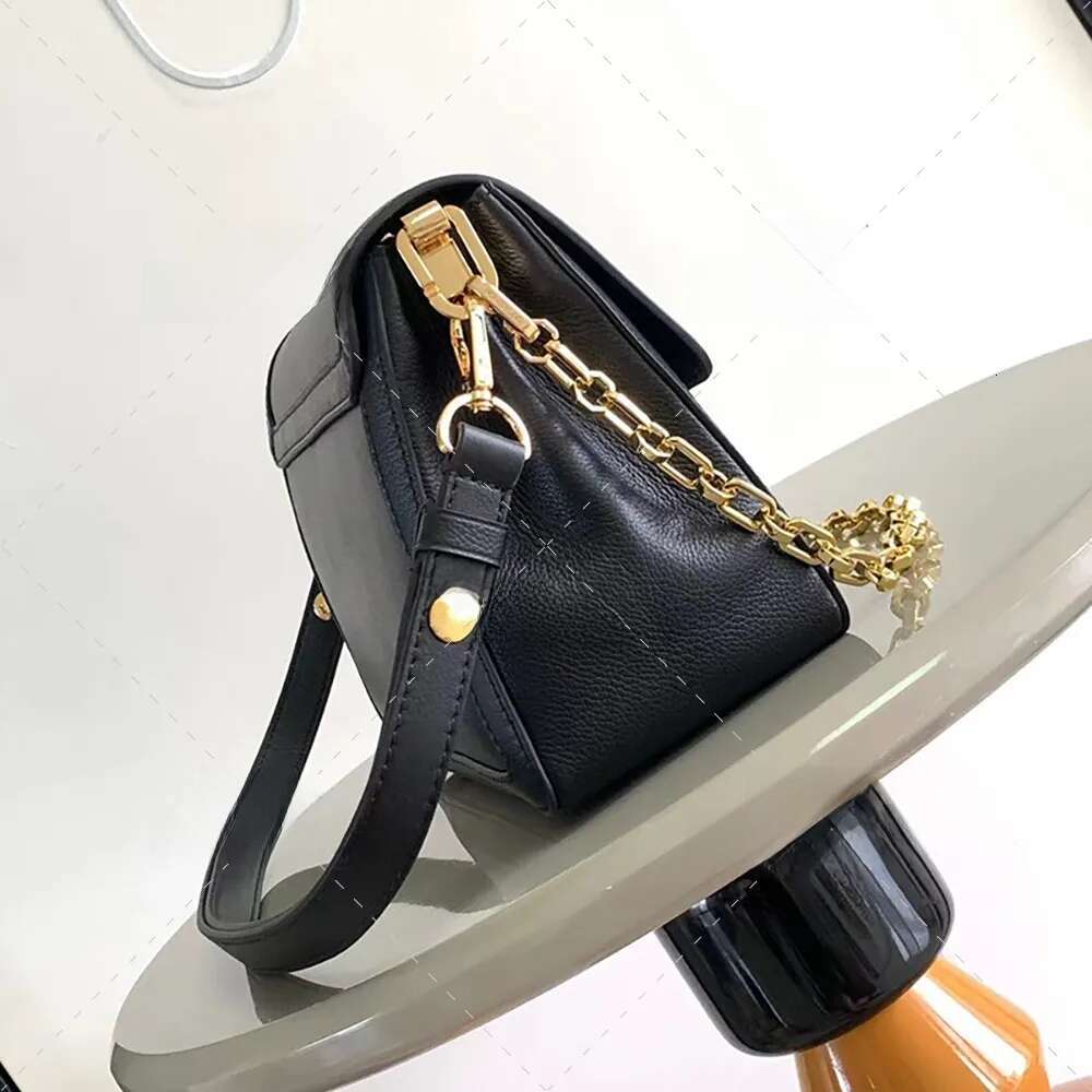 A mirror quality designer crossbody soft shoulder 24cm original Dauphine calf leather flap bag
