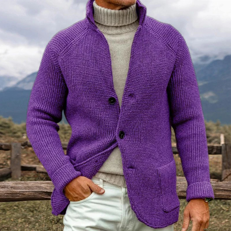 Vintage Stand Collar Singlebreasted Sweater Cardigan Men Spring Fall Long Sleeve Knitting Jacket Coat For Mens Casual Sweaters 250929