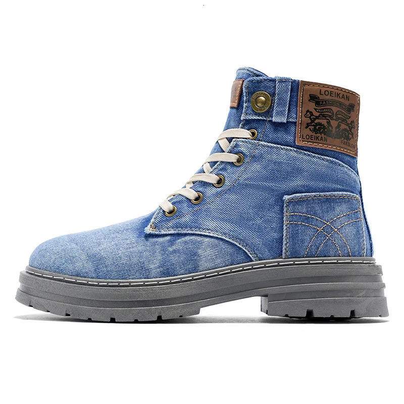 high top plus mens casual boots British style denim workwear mens shoes 250930