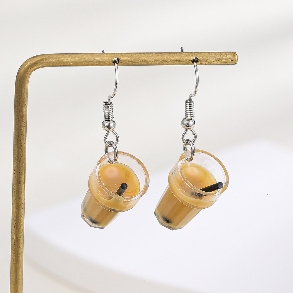 Japanese and Korean Fashion Pearl for Women, Ins Style Creative Milk Tea Cup Earrings, Internet Celebrity Earrings