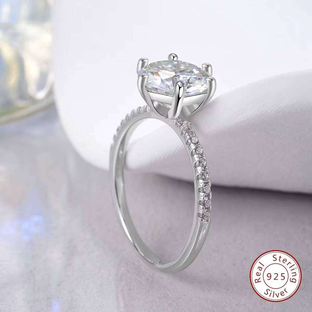 Luxury Pass Tester Large 3CT Halo Round Moissanite Women's Wedding Ring Sterling Silver High-End Jewelry