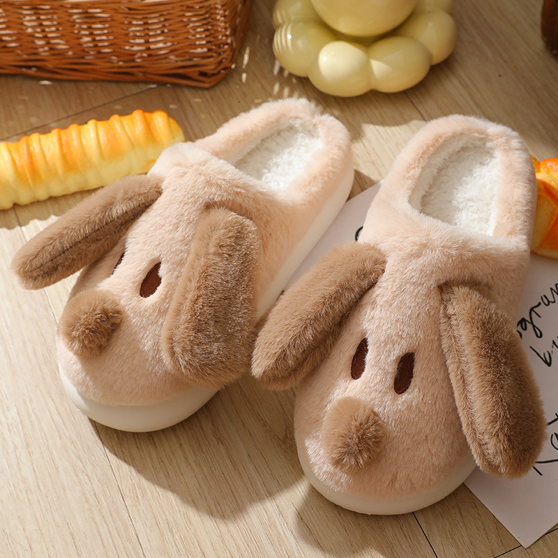 Cute Puppy Indoor Warm Fleece-Lined Cotton Slippers for Women Winter Korean Fashion Soft Sole Maternity Shoes ddmymarket