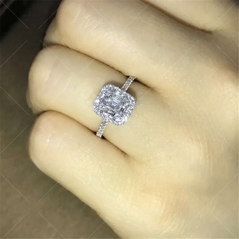 2018 New Arrival Stunning Jewelry 100% Pure Sterling Sier T Shape White Topaz CZ Dia Gemstones Women Wedding Band Ring Gift