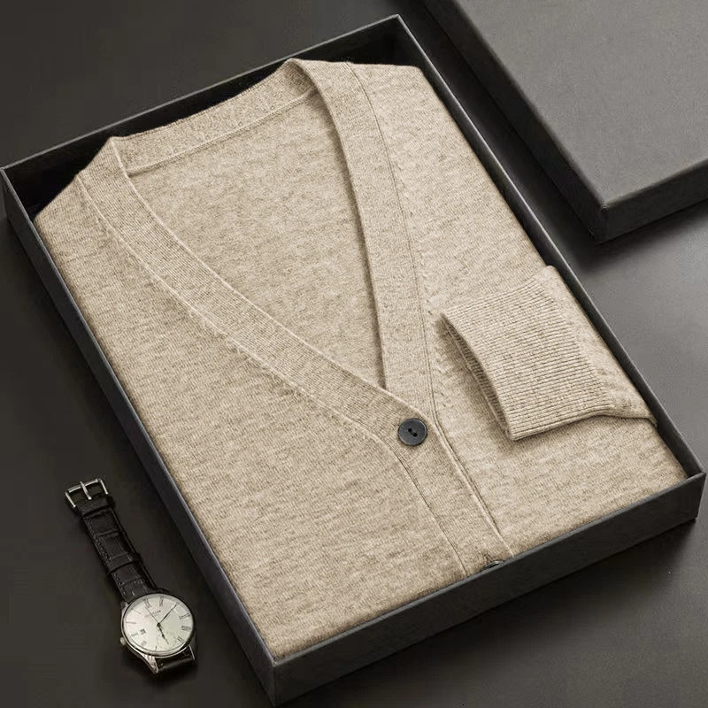 Mens Cardigan Sweatercoat VNeck Long Sleeve Button Down Knitted Sweaters Lightweight Solid Color Winter Thick Outerwear 250929