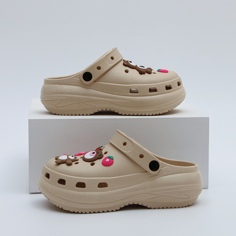 Bear World Thick-Soled Clog Shoes Women, Summer New Style, Outdoor Casual Breathable Non-Slip Height-Increasing Closed-Toe Sandals for Men ddmymarket