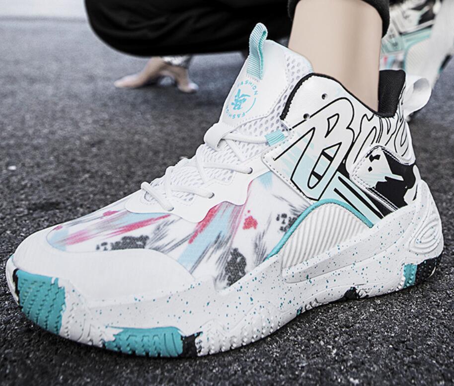 New Mandarin Duck Basketball Shoes Men's Mid Top Casual Sneakers Junior High School Students Professional Practical Trendy Sports Shoes Z 10.1-6