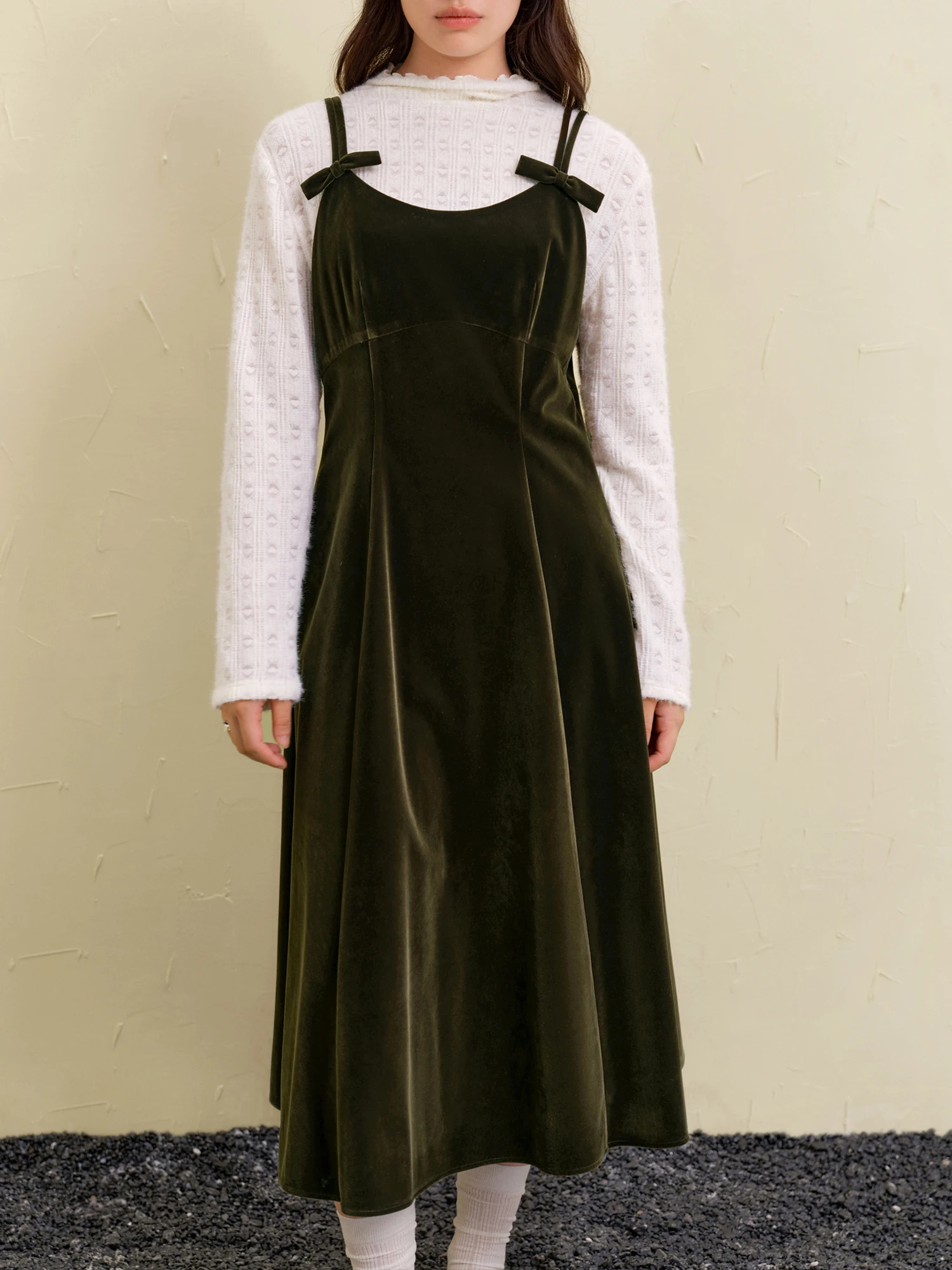DUSHU Christmas Style Suspender Red Green Black Winter Dress for Women Allmatch Chic Long Dress 24DS84338 250930