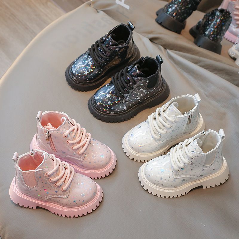 Kids Short Boots Girls Shoes New 2025 Spring Winter Soft Leather Kidszworld Children Boots Fashion Shiny Toddler Kids Ankle Boots Size 21 - 30 K0526