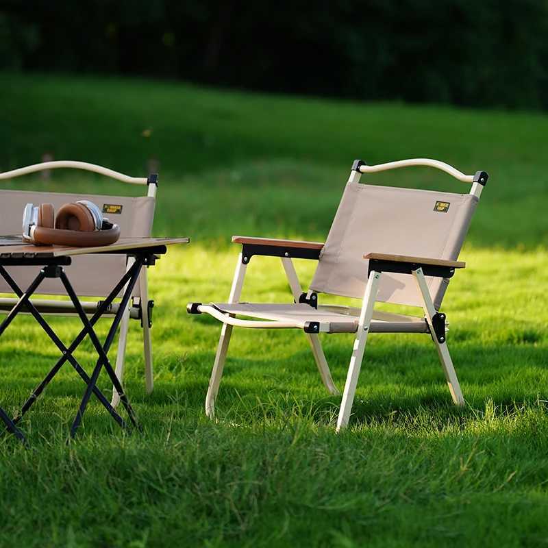 Comet chair outdoor camping fishing chair coffee chair living room chair polyester Oxford cloth beech armchair khaki green J250930