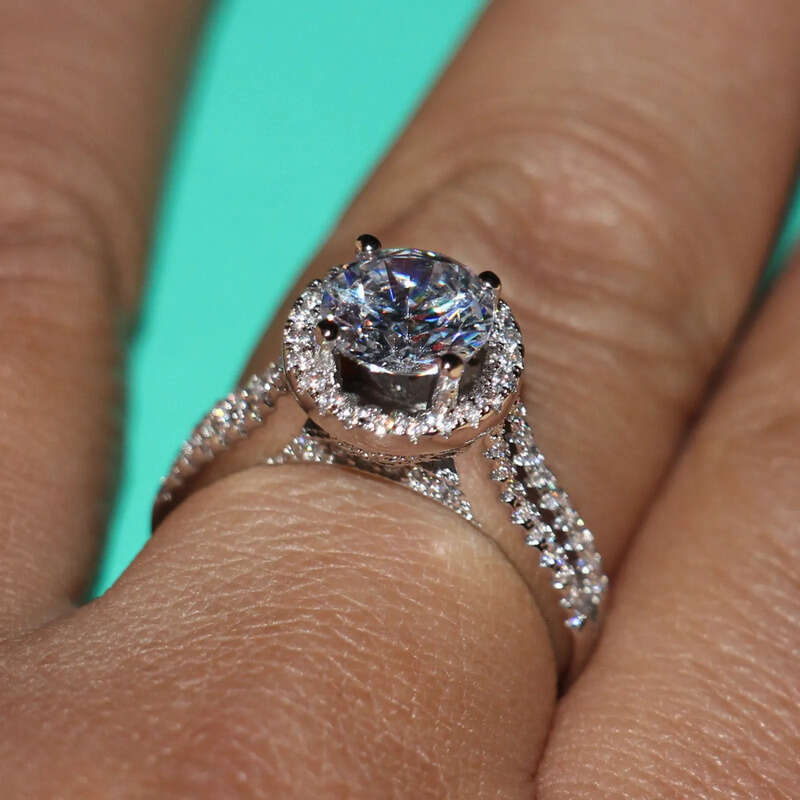 Victoria Wieck Pave setting Vintage Jewelry Sterling sier Round Topaz Simulated Dia Wedding Engagemet Rings for Women Size 5-11