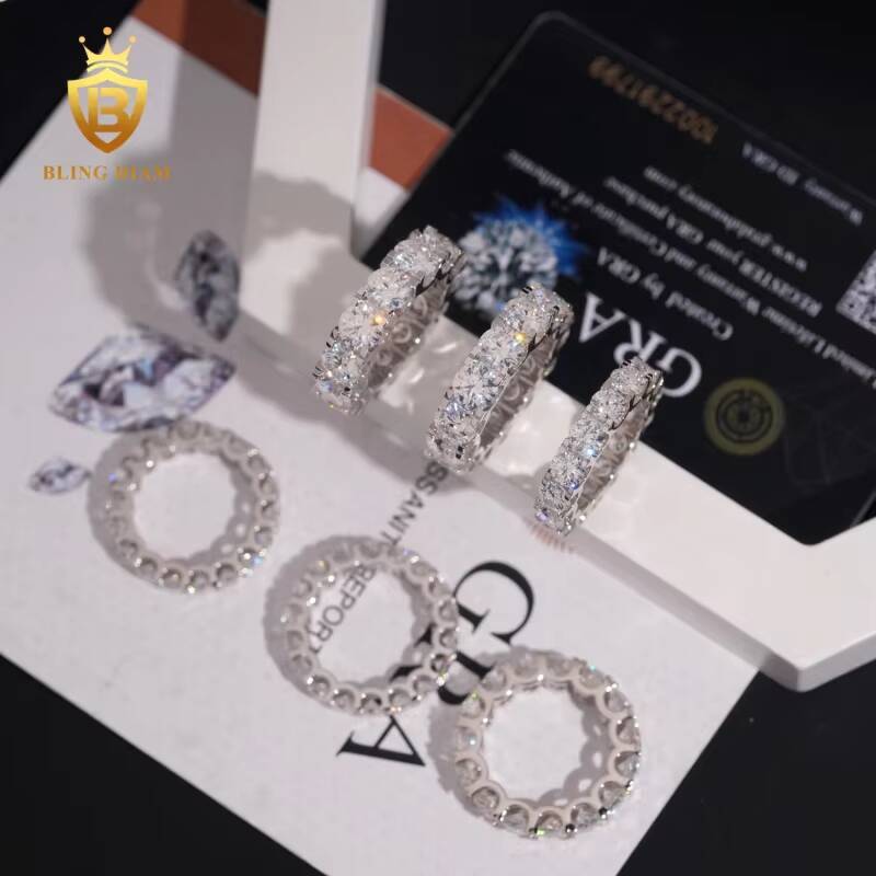 New Arrival Full Diamond Rings VVS1 Moissanite With Stones Mens Rings Womens Gra Certificate Past Diamond Test Hip Hop Style