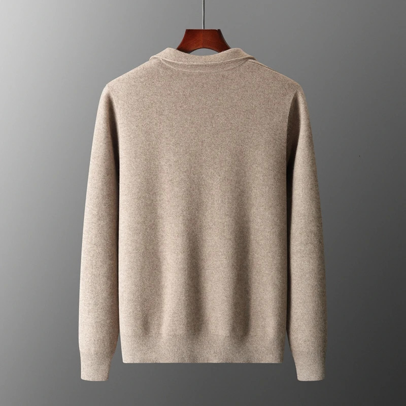 6color autumn and winter 2025 mens 100 wool cardigan sweater casual knitted lapel business Solid color 250929