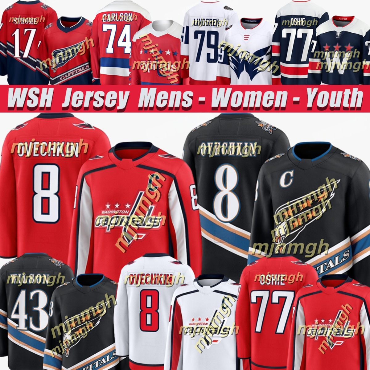 Capitals Jersey Alex Ovechkin Jersey Strome T.J. Oshie Tom Wilson Nicklas Backstrom Charlie Lindgren Logan Thompson Jaromir Jagr Washiington Hockey Jerseys