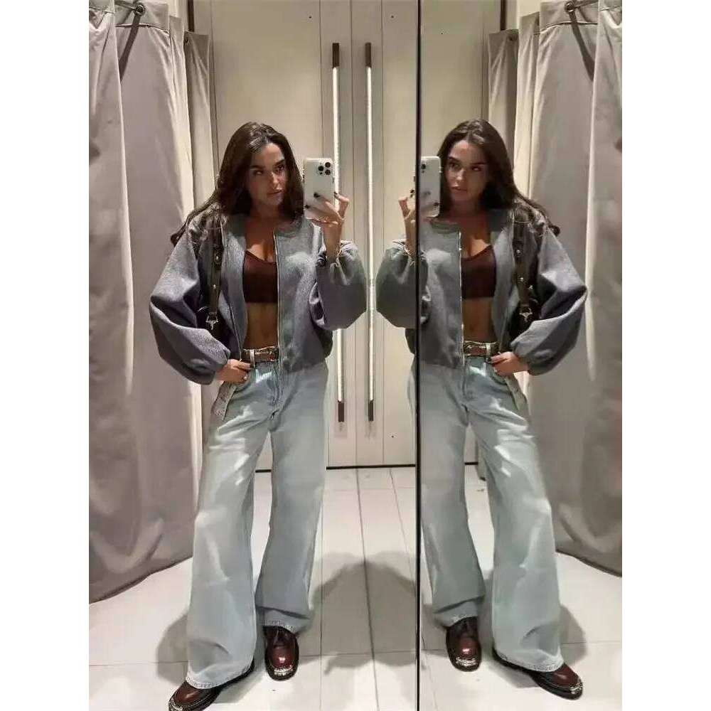 Ladies Fashion Autumn Winter Retro Round Neck Long Sleeve Elastic Hem Zipper Soft Bomber Jacket Women Coat Female