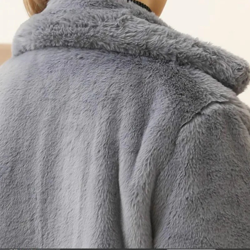 Elegant Long Winter Faux Fur Coat Women Fashion Plush Coats Loose High Quality Thick Warm Overcoat 250930
