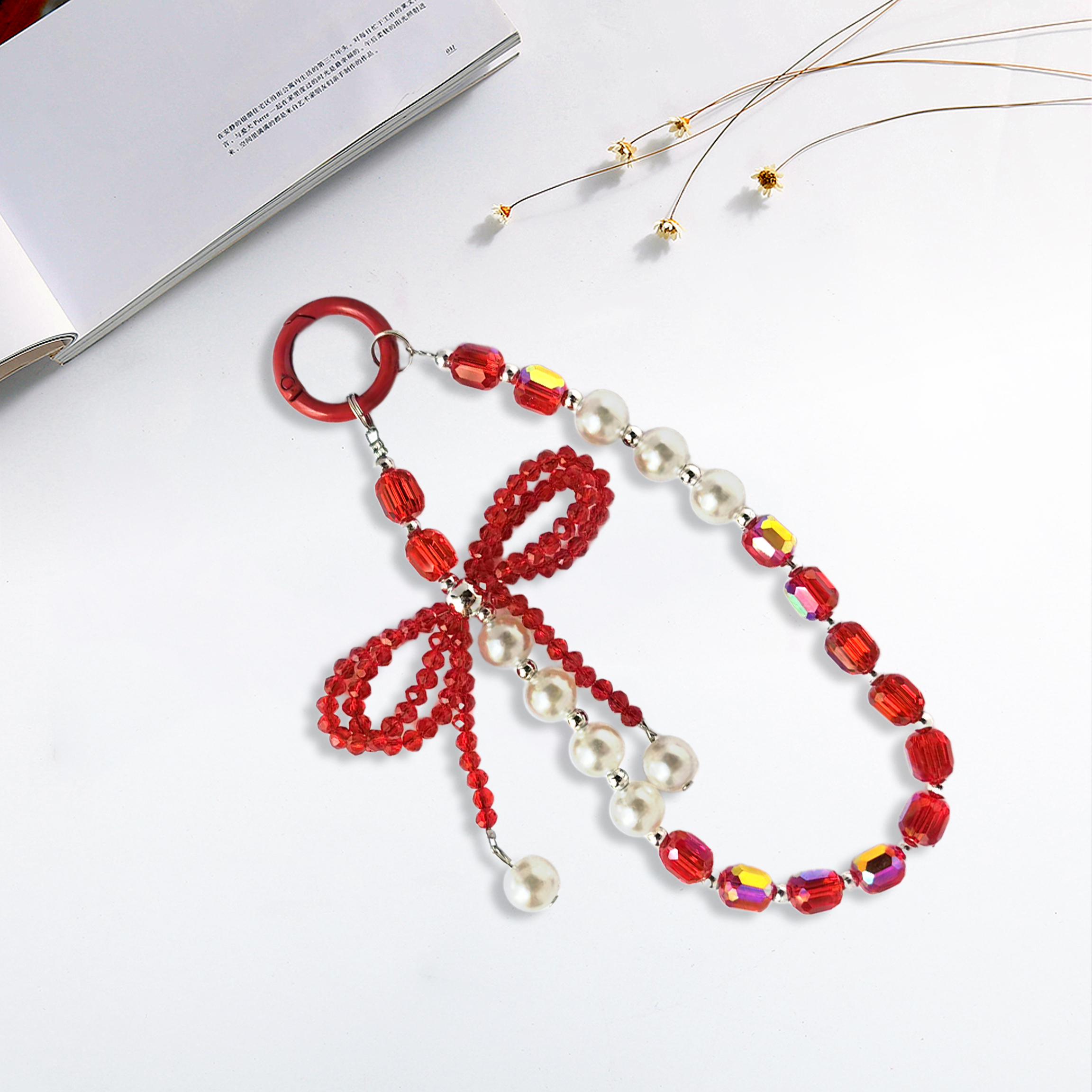 Pearl Crystal Creative Bow Phone Strap Stylish pairing, creative combination Multiple colors available Anti-loss design, easy to grab