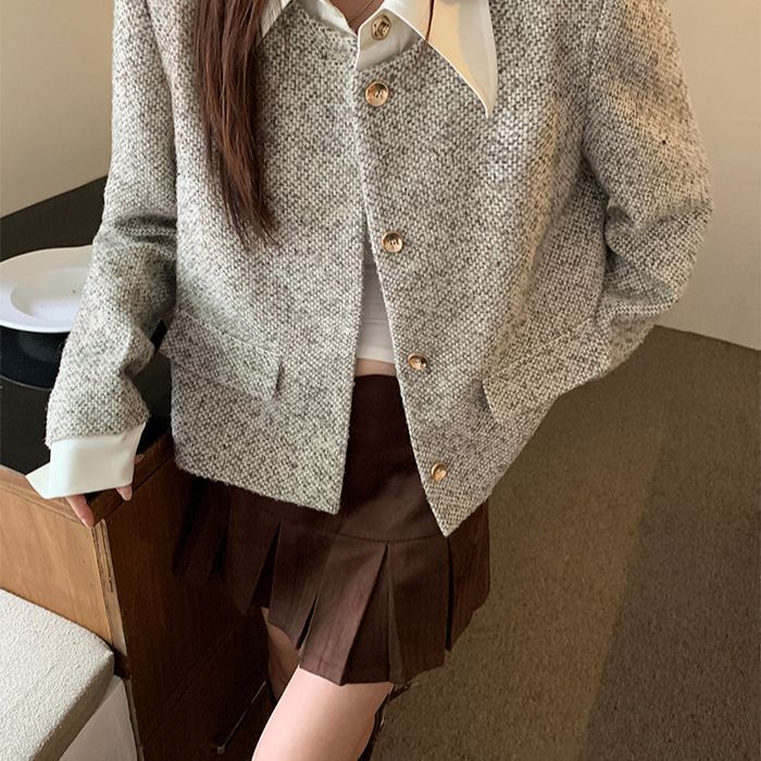 2025 Women's Fashion Casual Coarse Wool Short Jacket Designer Autumn/Winter New Korean Multi functional fashion Elegant Social Top Luxury