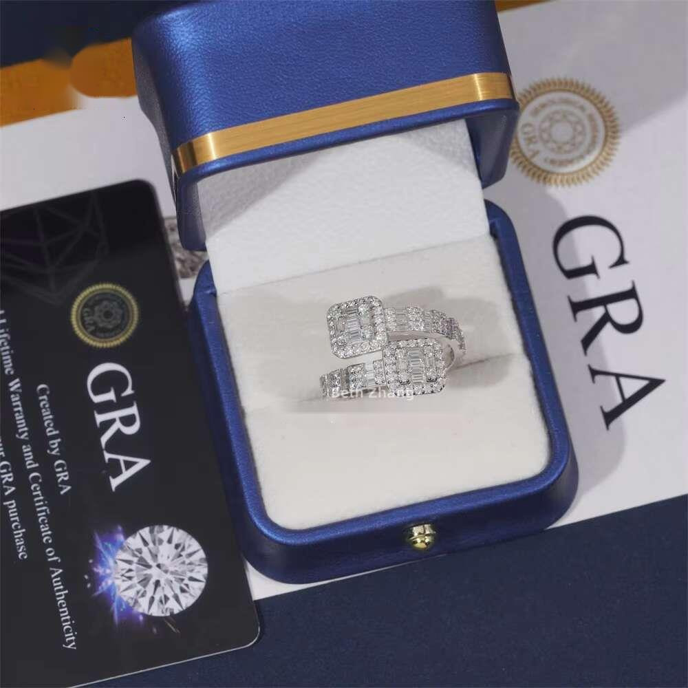 Anti Stress Ring Custom Hip Hop Jewelry S925 Baguette Cut Moissanite Diamond Engagement Ring for Men