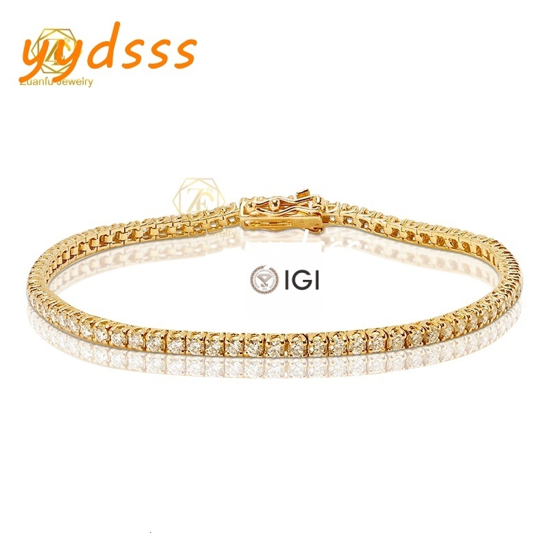 Factory Custom Diamond Bracelet 10k14k Solid Gold 2ct 3ct 5ct 7ct 11ct HPHT CVD Lab Grown Diamond Tennis Bracelet in Yellow Gold