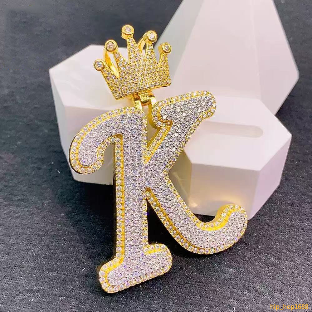 Icecap Fashion Jewelry Custom Letter Pendant Necklace 925 Sterling Sliver VVS Moissanite By Tester Factory Diamond Pendant