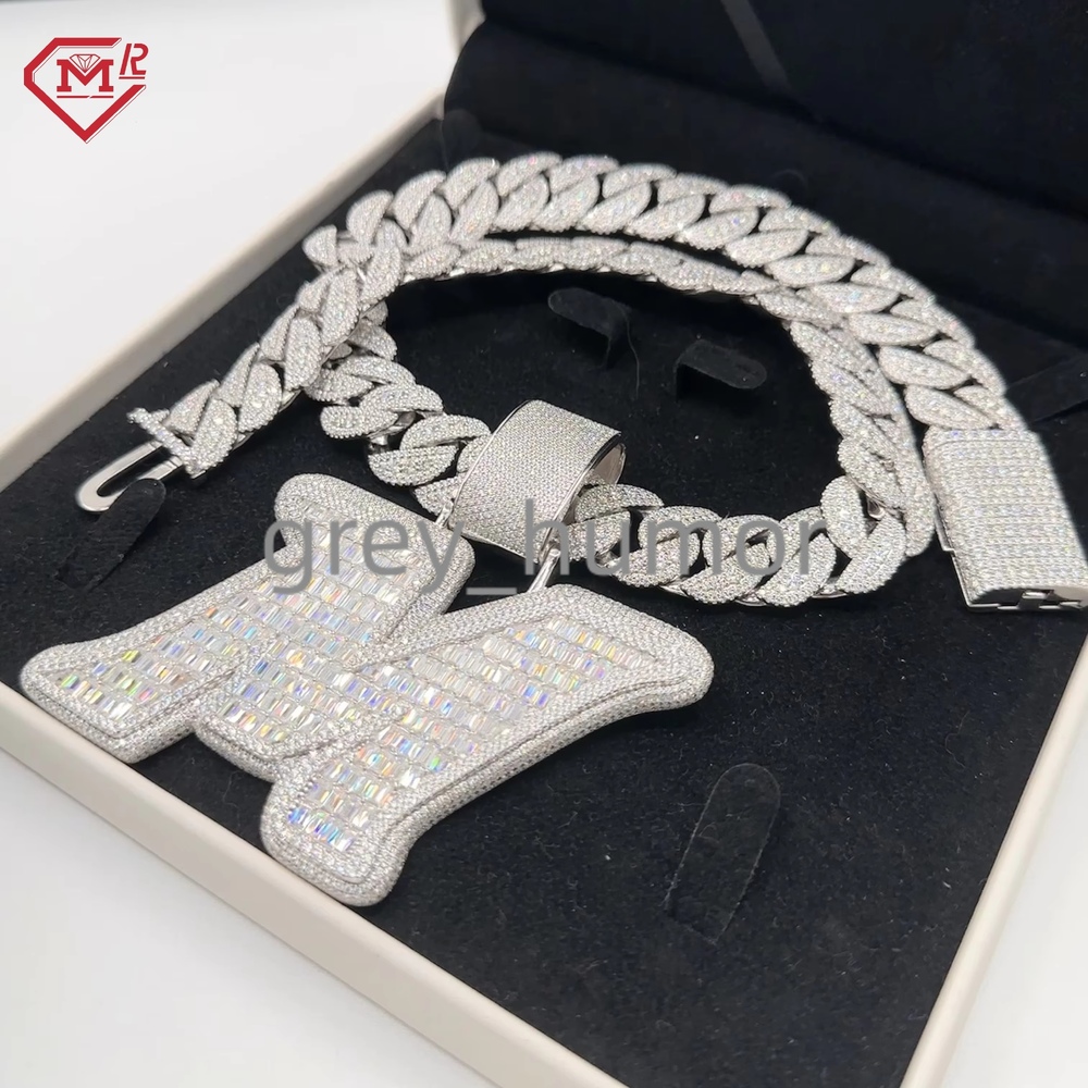 Master Rocks Jewelry Moissanite Custom Pendant 925 Sterling Silver Letter Iced Out VVS Moissanite Pendant
