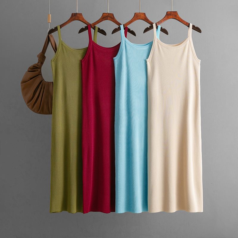 DR261 Summer New Arrival Women's Simple Suspender Knitted Dress