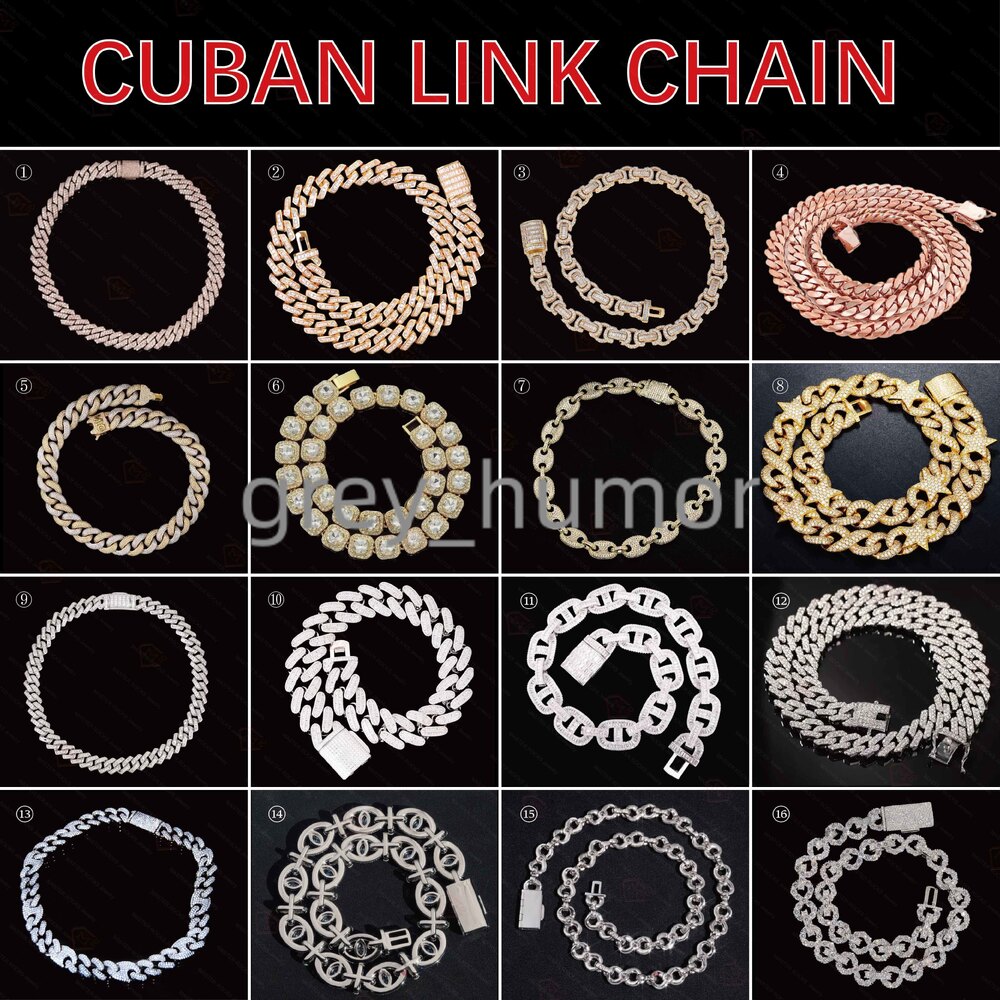 Iced Out Hiphop 15mm Cuban Link Chain Pink Moissanite Bracelet Necklace Set 925 Silver Moissanite Cuban Chain