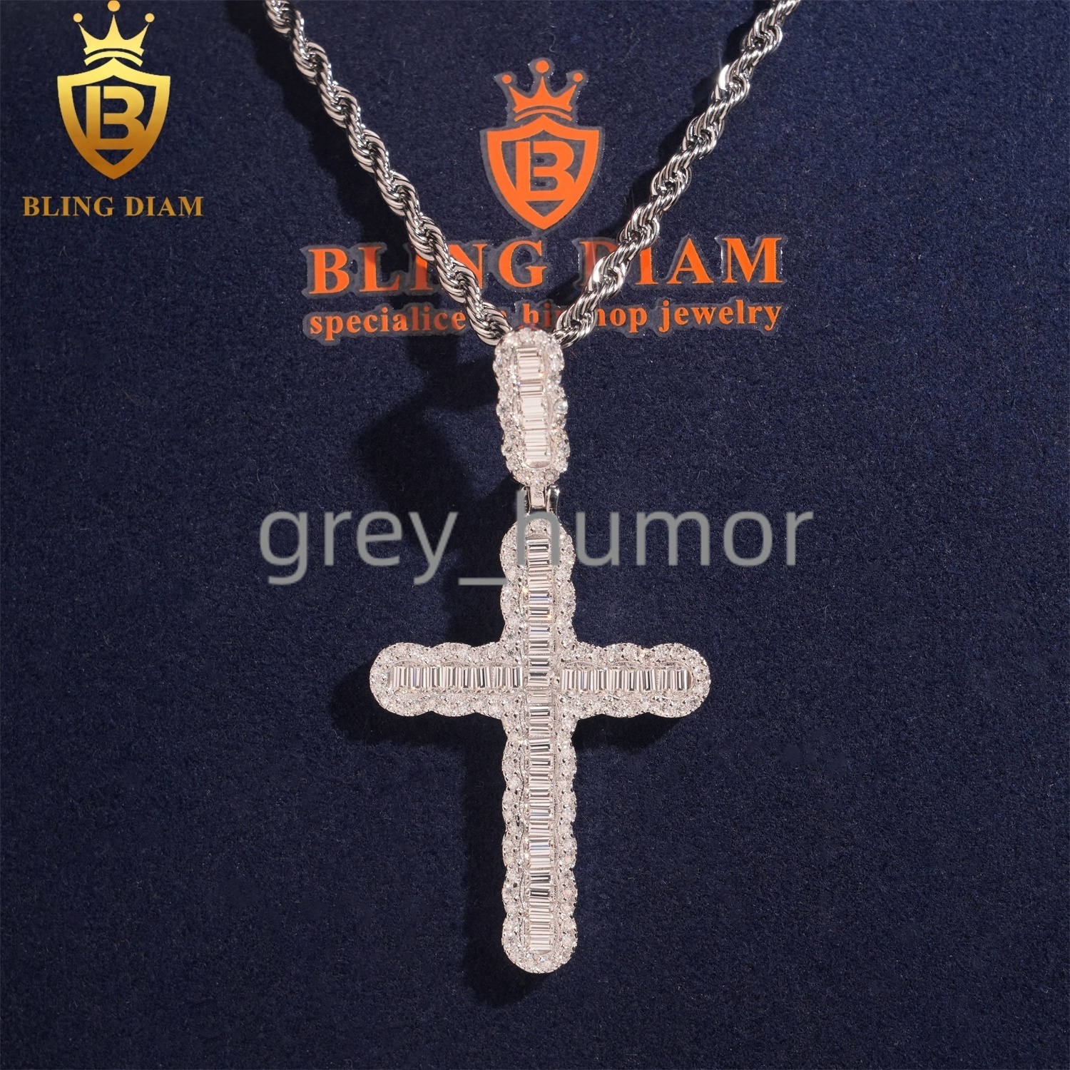Wholesale Price Hip Hop Rapper Cross Jesus Pendant Vintage Jewelry Iced Out Vvs Moissanite 925 Sterling Silver