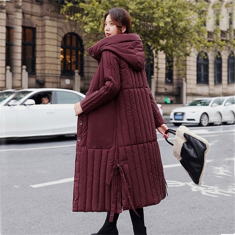 Hooded Long parka down parka women winter coat jacket Long style off the knee down cotton padded jacket for women 206 201110wtt