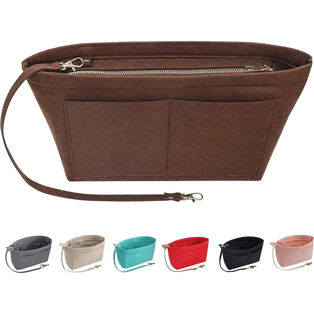 Soft Felt Insert Bag Multipocket Large Capacity Women Useful Bag Handbag Rectangular Foldable Cosmetic Bags Beach Holiday 250930