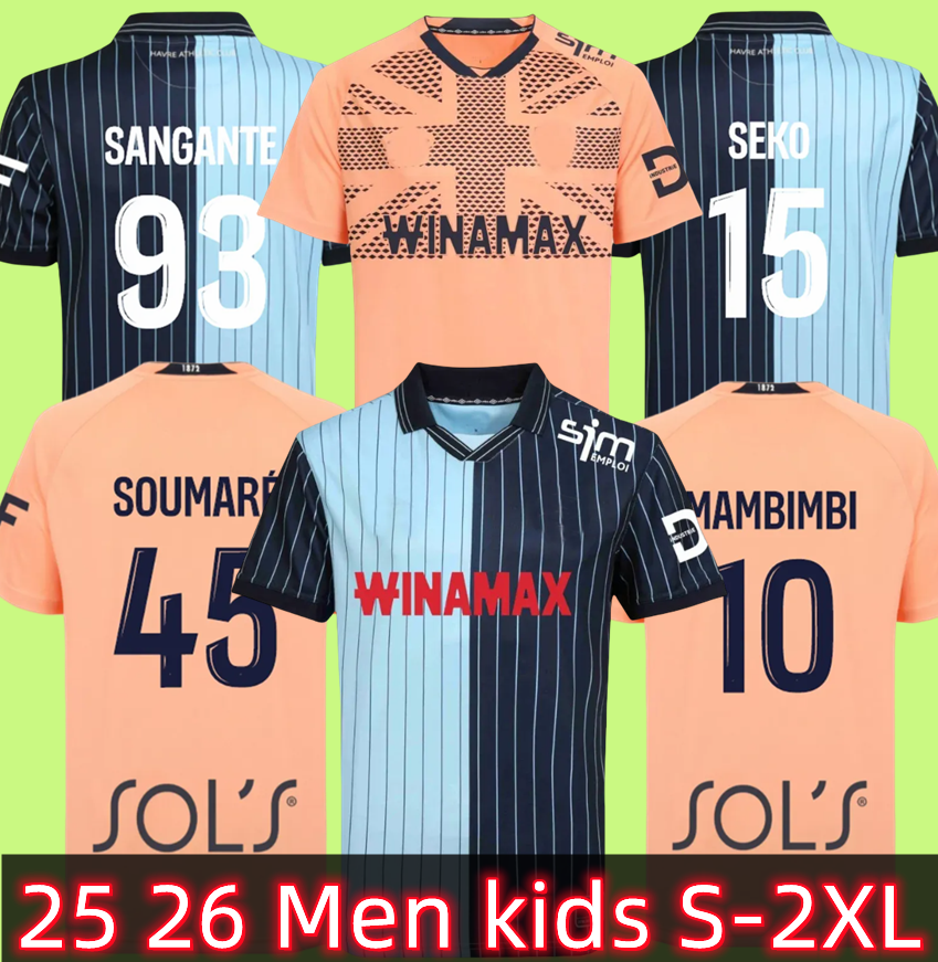 2025 2026 Havre AC Sangante Soccer Jerseys G.Lloris Kechta Kitala Sabbi Kuzyayev Zouaoui Logbo 25 26 Operi Salmier Grandsir Bouneb Men Kits