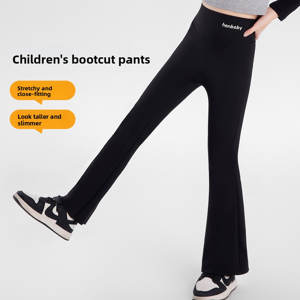 2025 spring winter autumn Teenager Girls Children bell-bottoms Shark Pants leggings yoga pants 8 10 12 14 16Years tight wide leg Trouser Kids