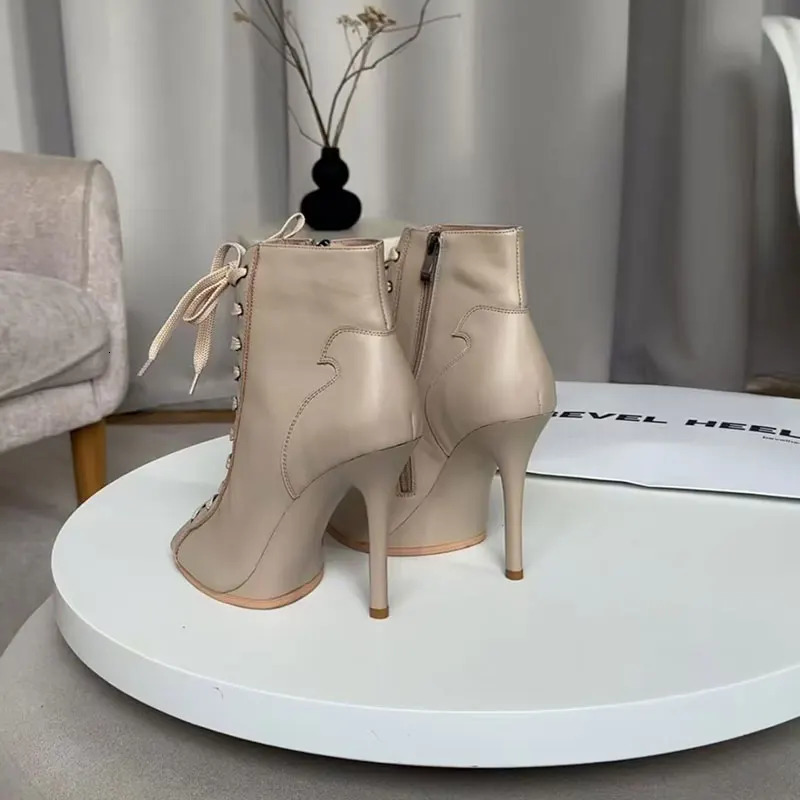 Genuine leather Customizable boots European Style Sexy Thin High Heel Jazz Dance Sandal for Women Open Toe Ladies Dancing Shoes 250930