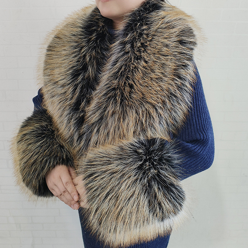Natural Fox Fur Scarf And Cuff Set Women Winter Jacket Fur Collar Neck Scarves Fox Fur Warm Neck Warmers 241107