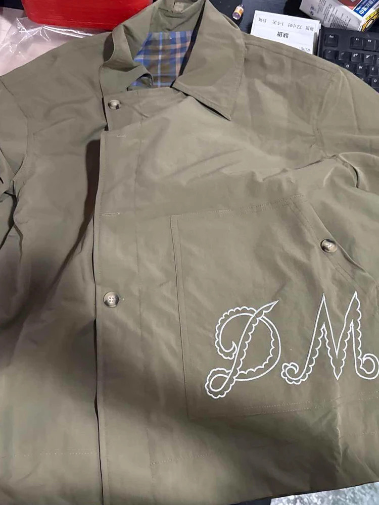 Vintage Plaid Embroidery Reversible Trench Coat Women Single Breasted Pocket Long Sleeve Jacket 2025 Autumn Lady Streetwear 250929