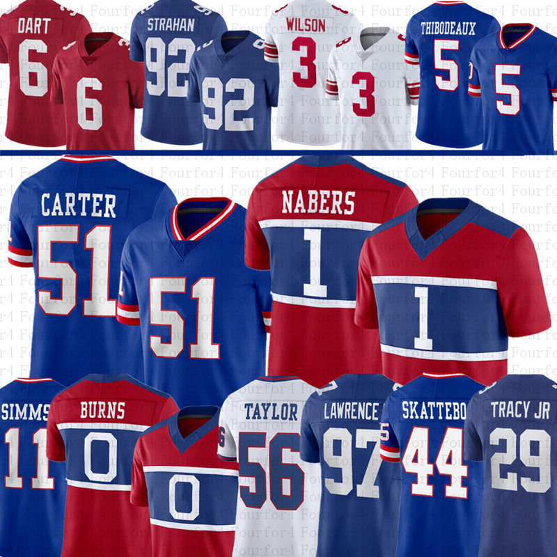Cam Skattebo Jaxson Dart Malik Nabers Football Jersey Abdul Carter Brian Burns Thibodeaux Dexter Lawrence II Taylor Strahan Jalin Hyatt Tyrone Tracy J