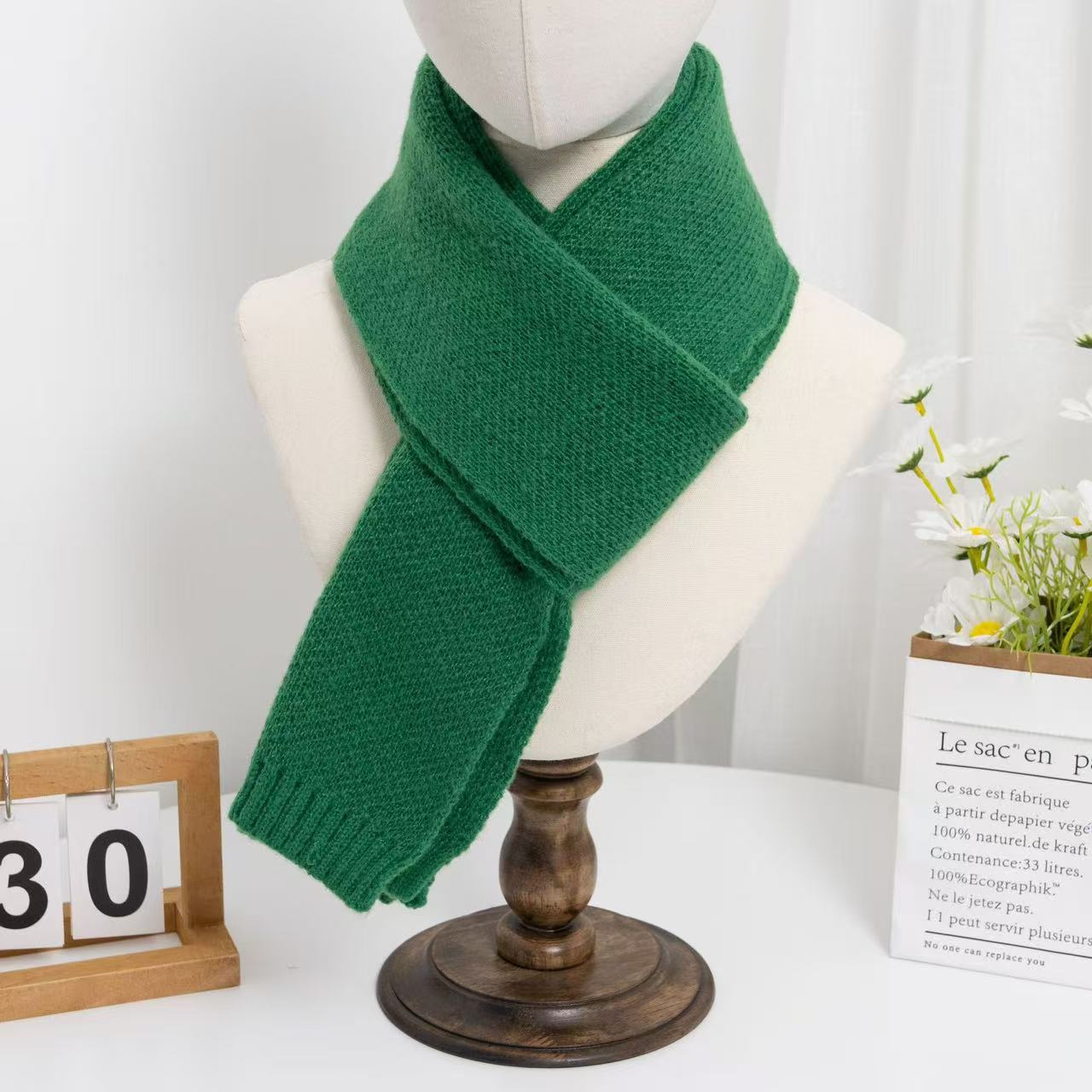 T1968 autumn and winter new knitted scarf solid color couple fashion all-match simple Korean student basic warm neck scarf