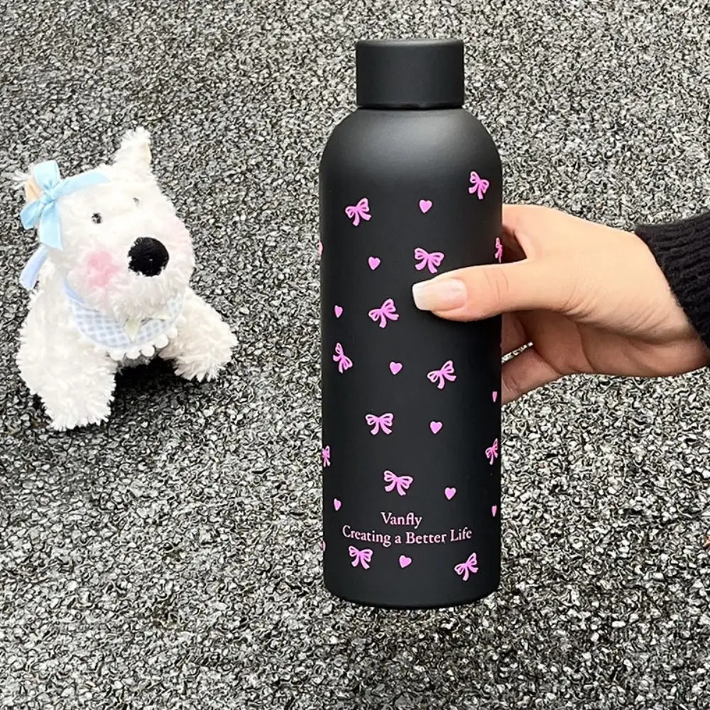 500ml Vacuum Dachshund Bowknot Insulated Water Bottle Stainless Steel Black Thermal Car Cup 250929 W260226