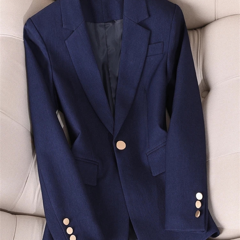 Womens Long Sleeve Single Button Blazer Office Ladies Business Work Wear Formal Jacket Khaki Navy Arrival Autumn Winter 250208