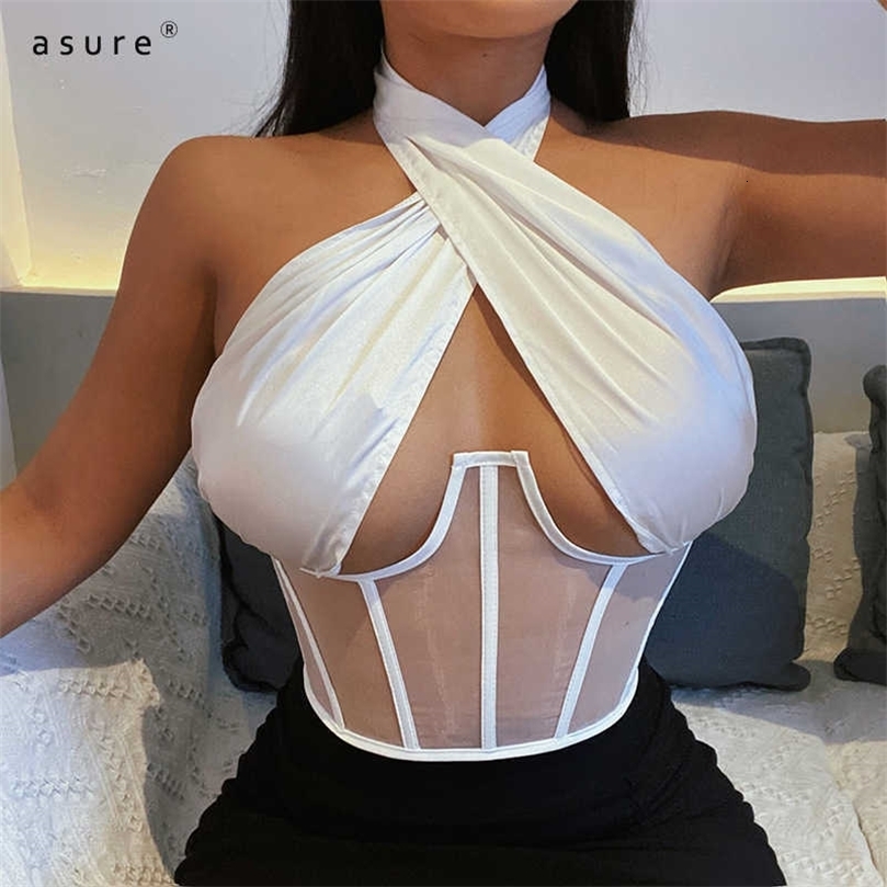 Traf Breast Chest Binder Bra Cyber Y2k Tank Tops Summer Women Ladies Crop Top Aesthetic Clothing JY21173 210712wtt